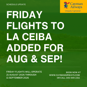 Friday flights to La Ceiba added for August and September
