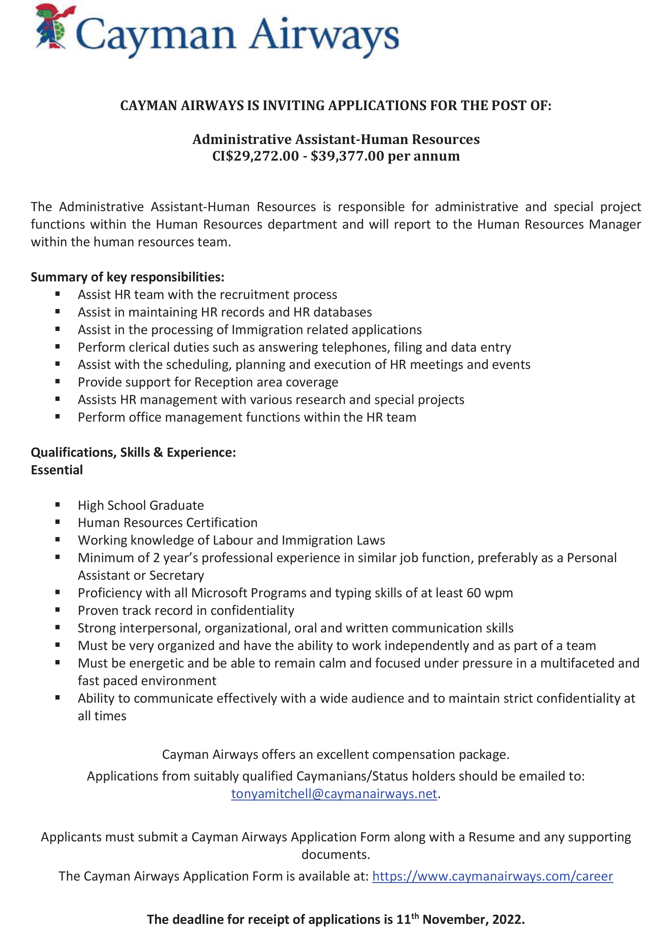 Cayman Airways - Careers with the Cayman Islands National Flag Carrier